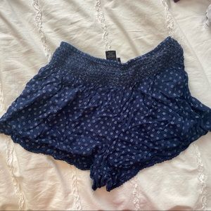 Navy and White Printed Shorts